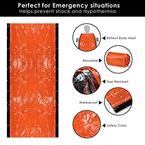 Sirius Survival Bivvy Emergency Sleeping Bag - Lightweight & Compact - Waterproof, Thermal, Emergency Blanket - Mylar Sleeping Bag in Portable Drawstring Sack - Orange