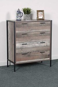 os home and office furniture model metal frame and legs four drawer chest, rustic reclaimed barnwood laminate