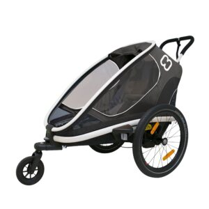 hamax outback one seat reclining multi-sport child bike trailer + stroller (jogger wheel sold separately) (grey/black)