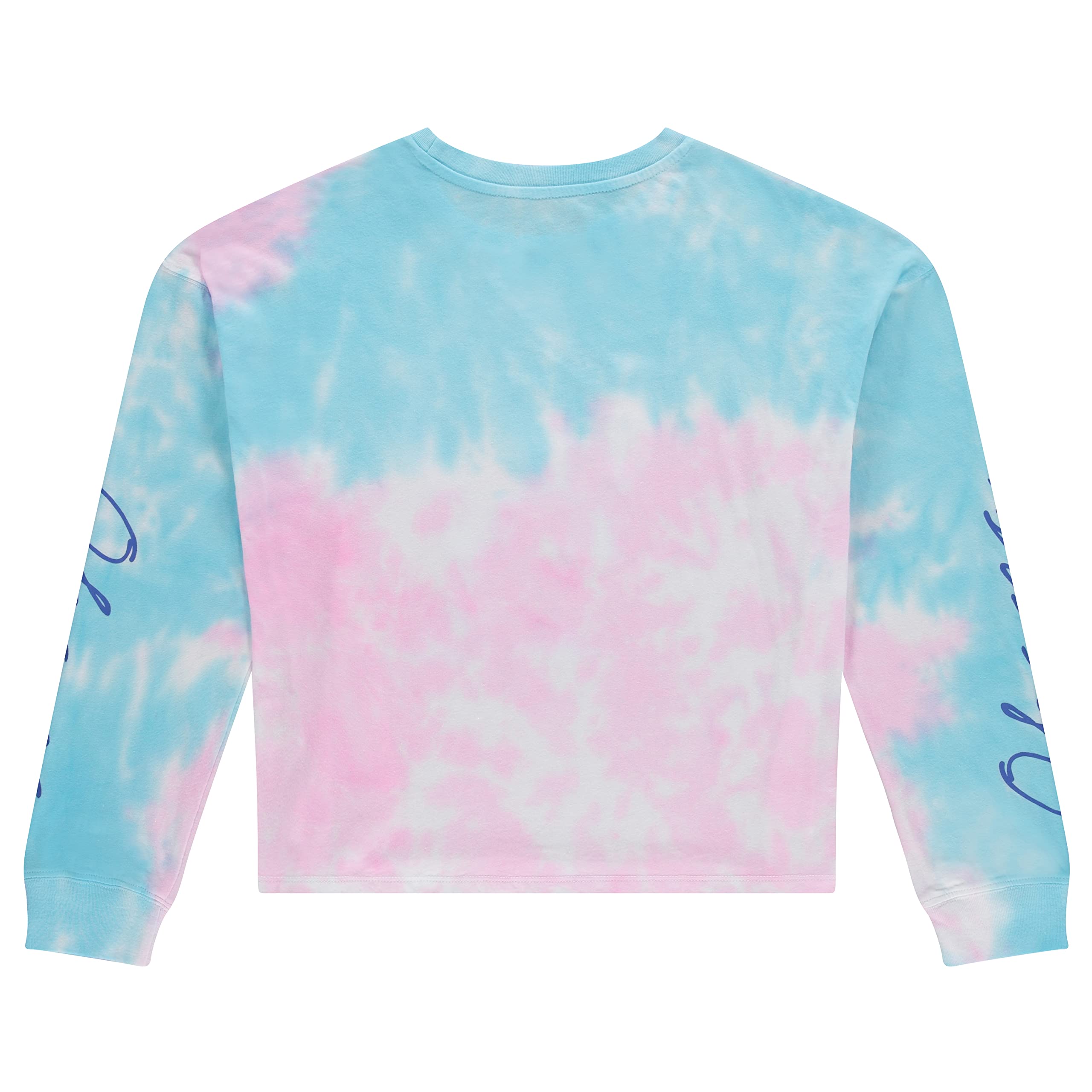 Disney Ladies Lilo and Stitch Sweatshirt - Ladies Classic Lilo and Stitch Tie Dye Long Sleeve Skimmer (Blue Multi, Medium)