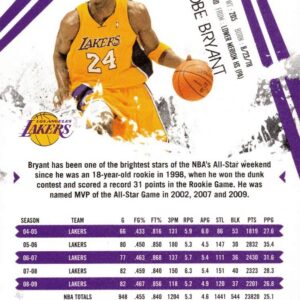 2009-10 Panini Rookies and Stars #39 Kobe Bryant Basketball Card Lakers