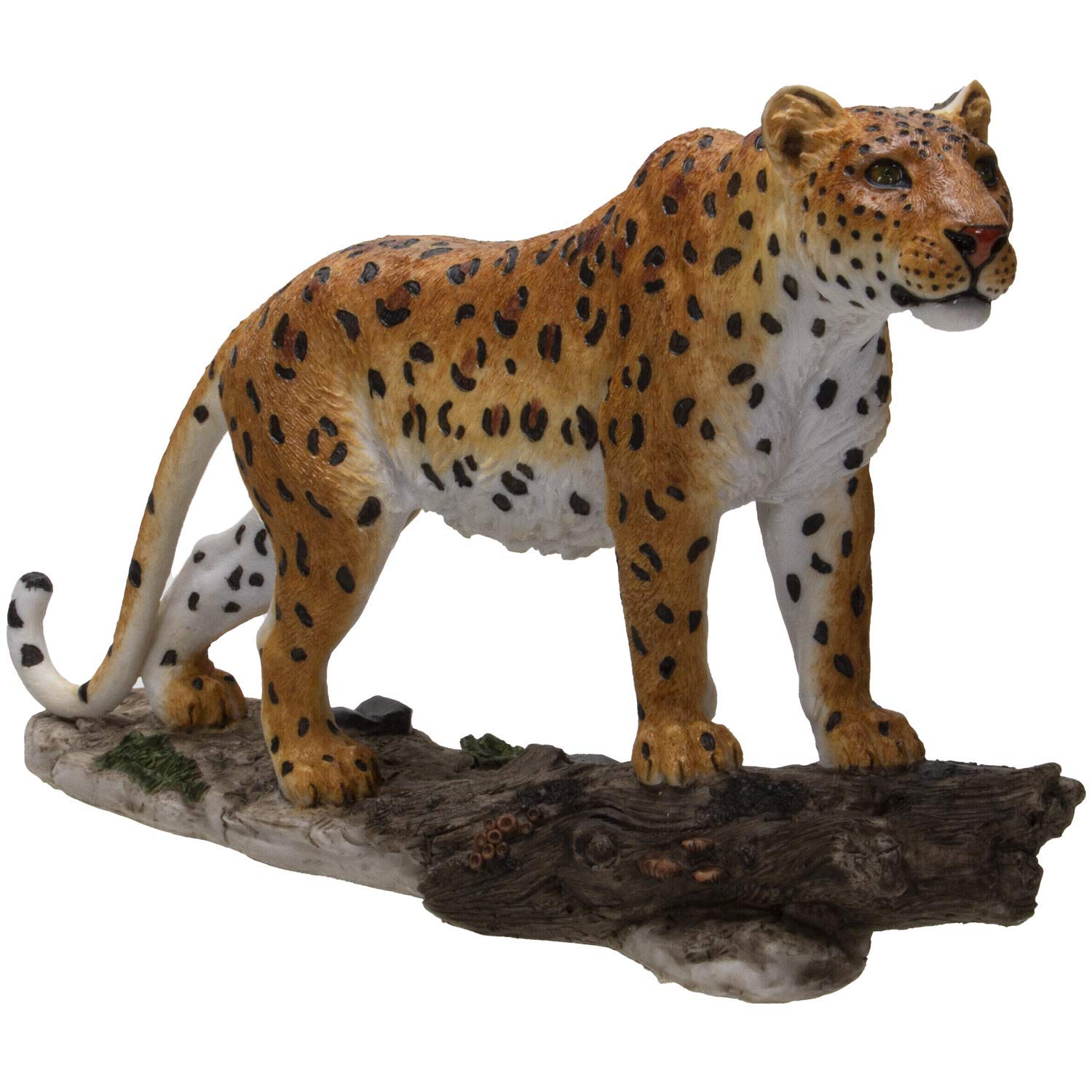 Pacific Giftware Realistic Big Cat Leopard Perching on Wood Resin Figurine Statue