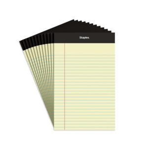 staples 163832 notepads 5-inch x 8-inch narrow canary 50 sheets/pad 12 pads/pack (26829)