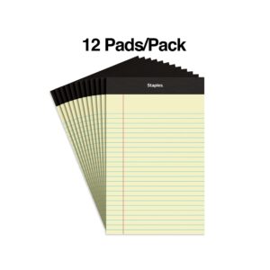 STAPLES 163832 Notepads 5-Inch X 8-Inch Narrow Canary 50 Sheets/Pad 12 Pads/Pack (26829)