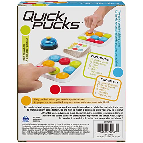 Spin Master Games Quick Pucks, Pattern Matching On-The-Go Puzzle Game, for Adults and Kids Ages 8 and up