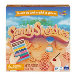 spin master sandy sketches sand drawing guessing board game, family game for ages 8 and up