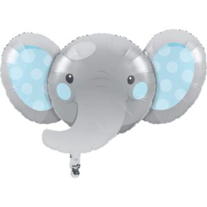 creative converting enchanting elephants boy mylar balloon, 1 ct, multi-color, 35" x 21"