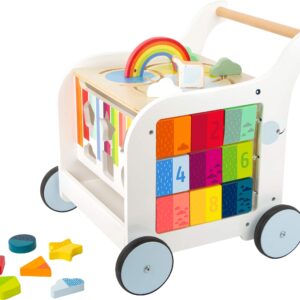 Small Foot Wooden Toys Premium Sweet Elephant Baby Walker & 5-in-1 Activity Center Designed for Toddlers 12+ Months