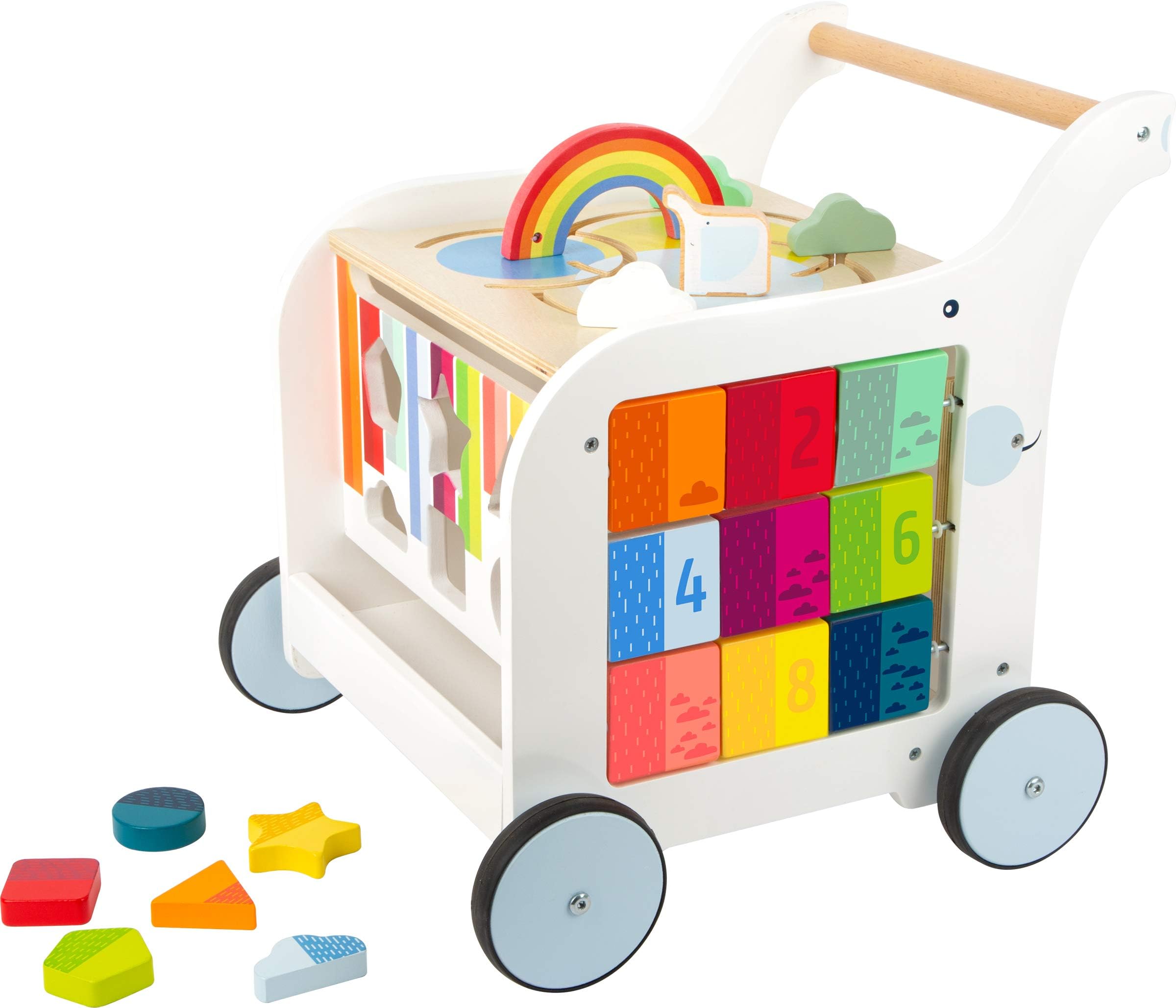 Small Foot Wooden Toys Premium Sweet Elephant Baby Walker & 5-in-1 Activity Center Designed for Toddlers 12+ Months