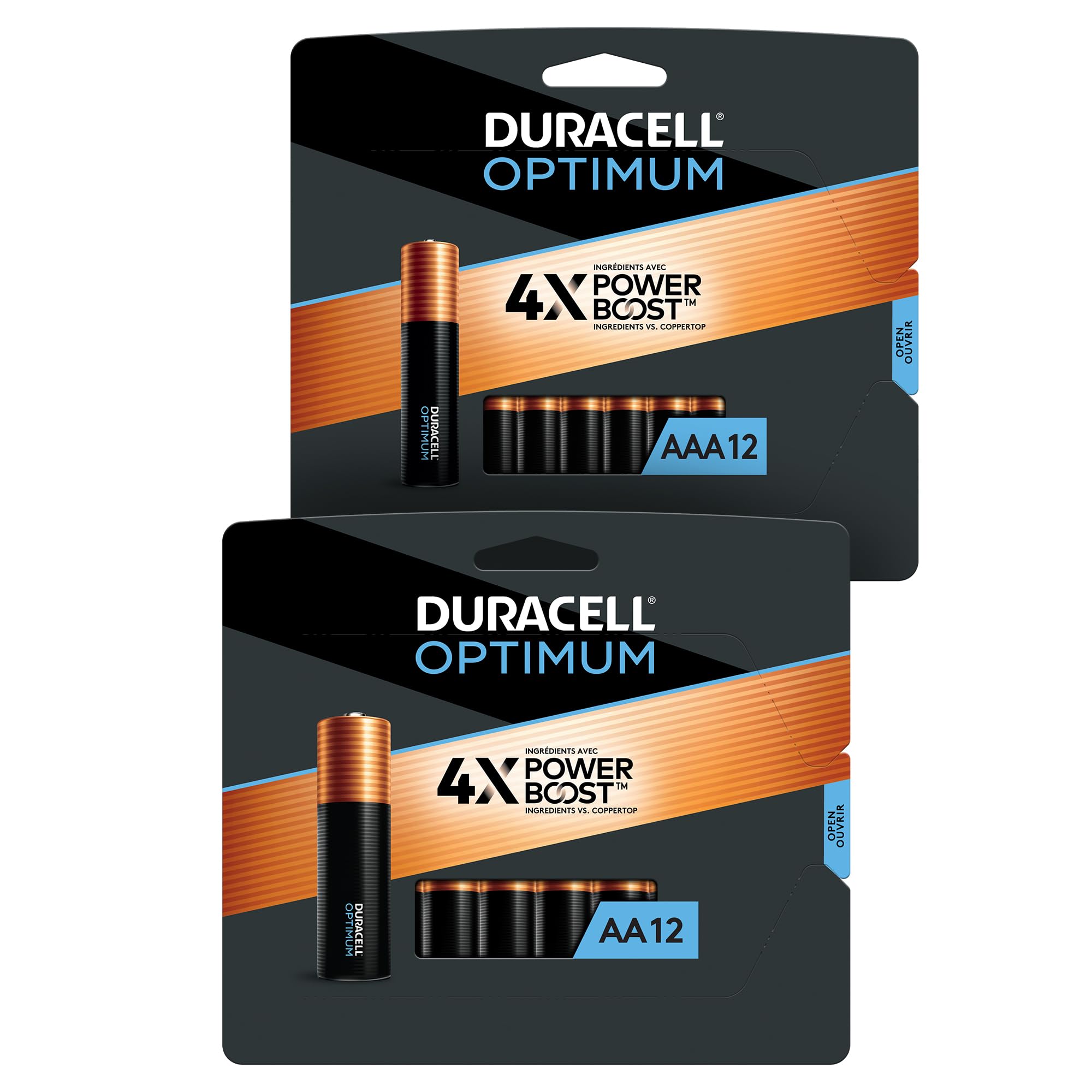 Duracell Optimum AA + AAA Batteries Combo Pack with Power Boost Ingredients, 12 Count Double A & Triple A Battery with Long-Lasting Power - 20 Count Total