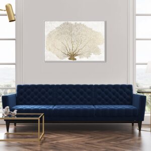 The Oliver Gal Artist Co. Nautical and Coastal Contemporary White Frame Canvas Wall Art Gold Coral Fan Living Room Bedroom and Bathroom Home Decor 45 in x 30 in White and Gold