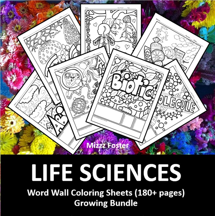 Life Sciences Posters 180+ Vocabulary Terms: Biology, Anatomy, Ecology, Physiology, Genetics, Evolution, and Microbiology