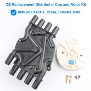 Ignition Distributor Cap and Rotor Kit, Replace D329A 10452459 Compatible with Chevy GMC 5.0 5.7 Vortec 305 350 454-1996-1999 C1500 K1500 Suburban C2500 K2500 Suburban, 1996-2000 Tahoe Yukon, More