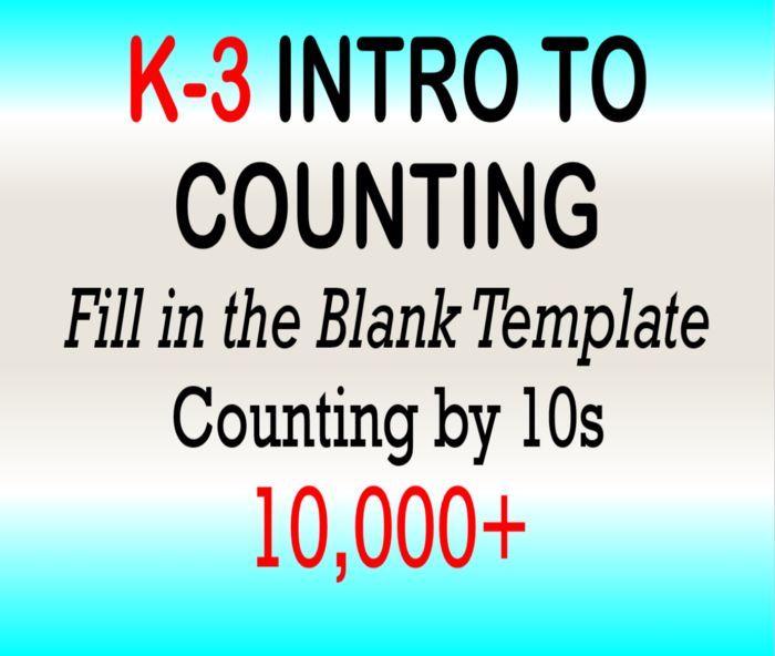 K-3 Intro to Counting- 10,000+ template- Counting by 10s