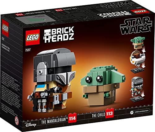 LEGO BrickHeadz Star Wars The Mandalorian & The Child 75317 'Baby Yoda' Building Toy, Collectible Model Figures Set, Gift Idea for Teens