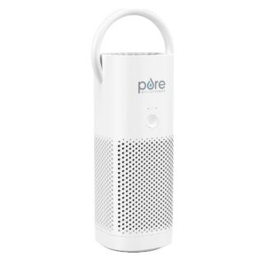 pure enrichment® purezone™ mini portable air purifier - cordless true hepa filter cleans air & eliminates 99.97% of dust, odors, & allergens close to you - cars, school, & office (white)