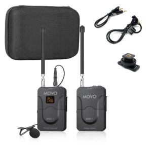 movo universal wireless system, 12 vhf channels, 2-microphone, 3.5mm trrs, 1-year warranty