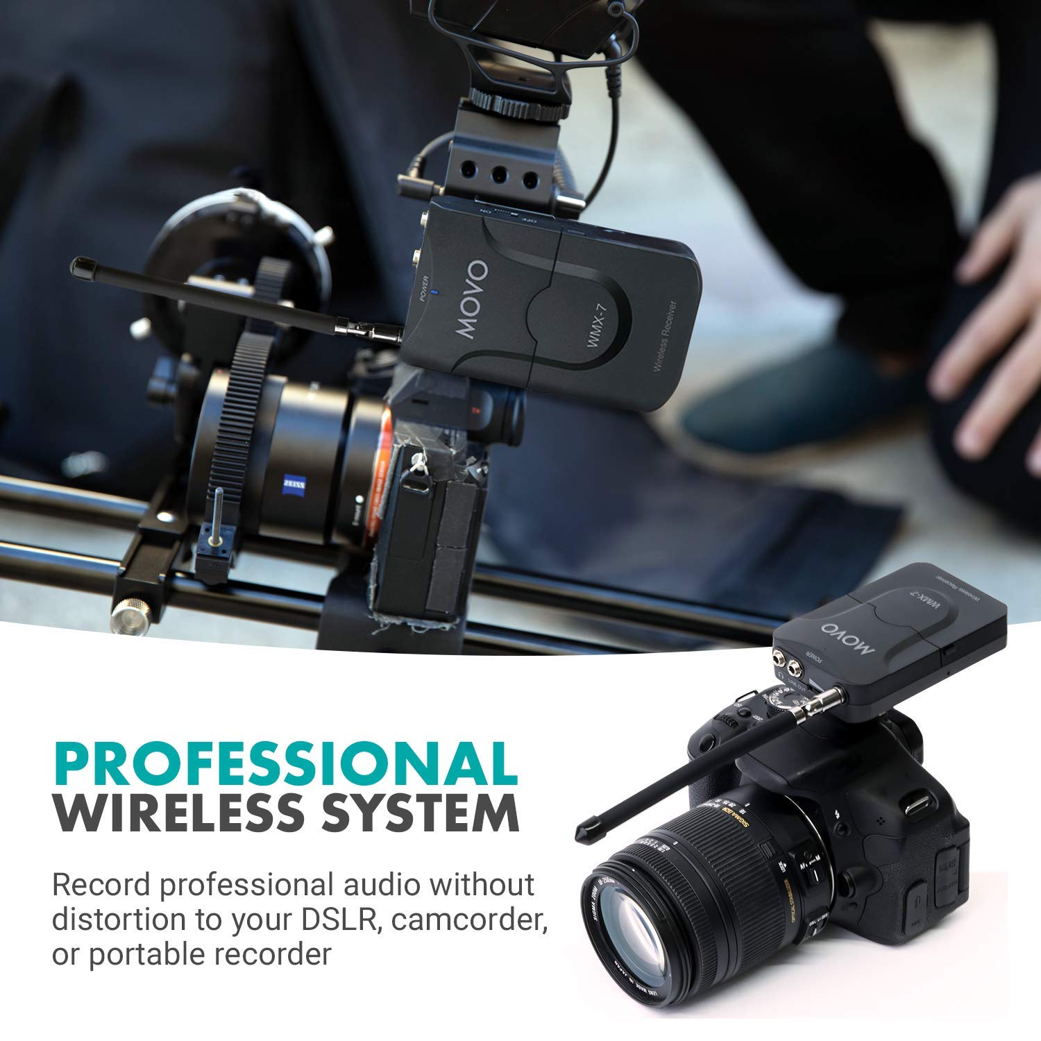 Movo Universal Wireless System, 12 VHF Channels, 2-Microphone, 3.5mm TRRS, 1-Year Warranty