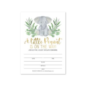 25 Elephant Baby Shower Invitations Gender Neutral Shower - Gender Neutral Baby Shower Safari Baby Shower Invitations For Boy, Jungle Baby Shower Invites Gender Neutral Baby Sprinkle Invitations Girl