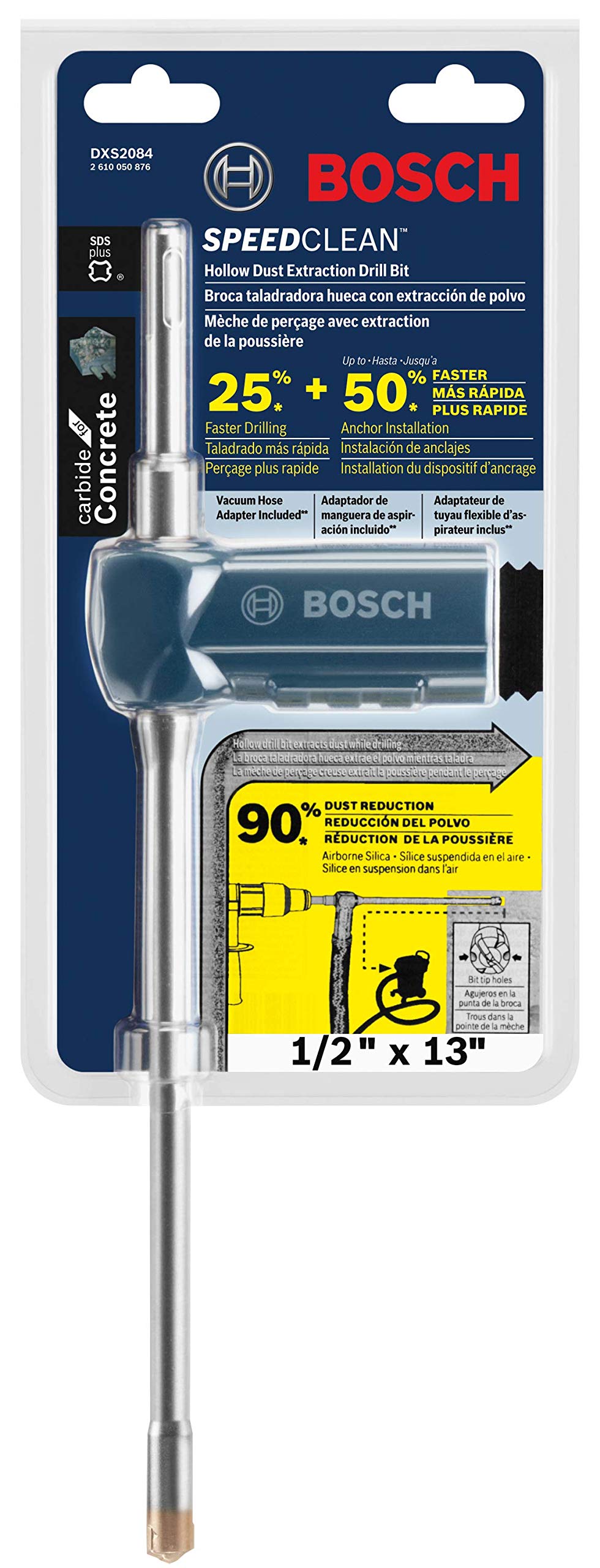 BOSCH DXS2084 1/2 In. x 13 In. SDS-plus Speed Clean Dust Extraction Bit