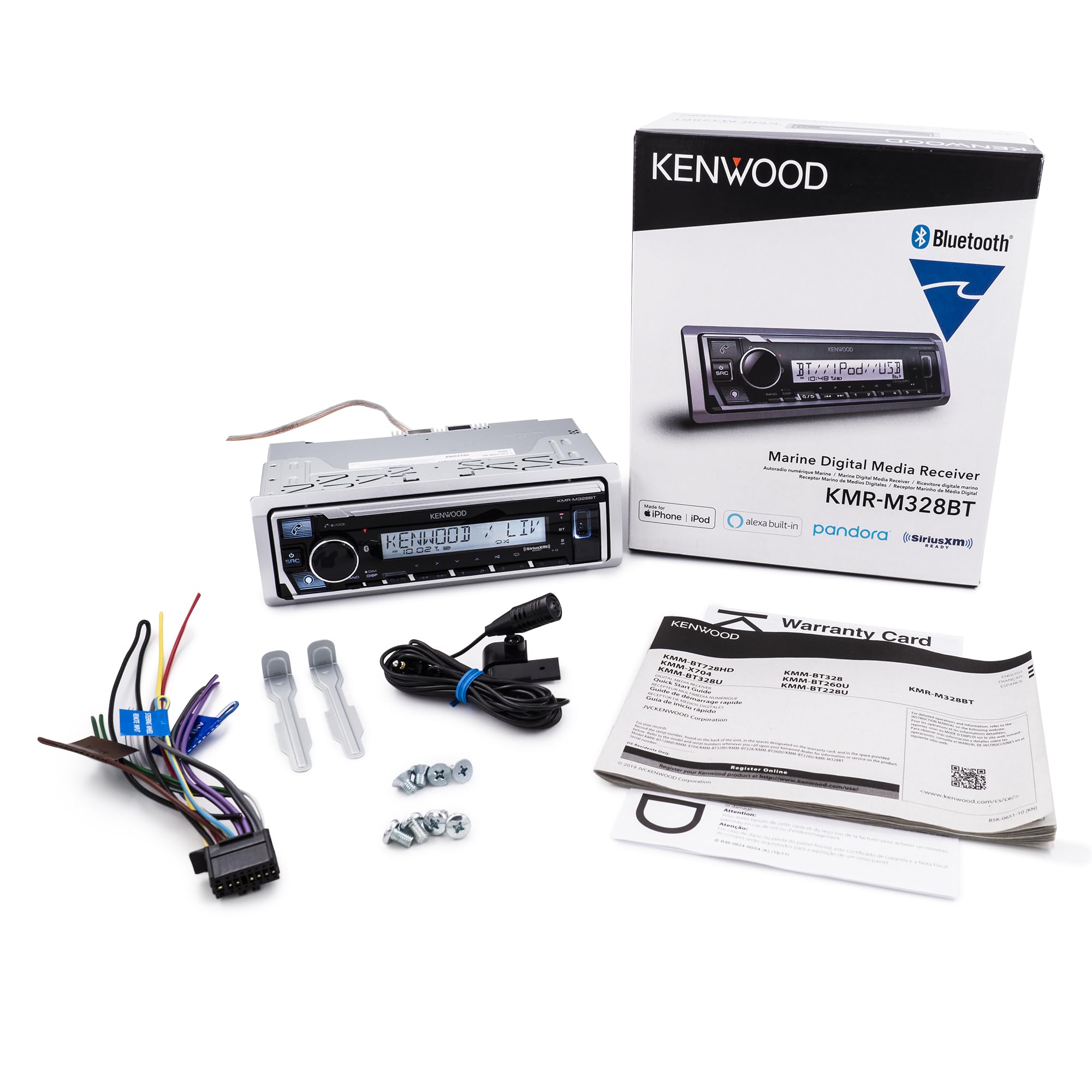 Kenwood KMR-M328BT Marine Digital Media Receiver with Alexa and Built in Bluetooth (Does NOT Play Cd's)