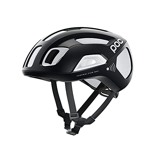 POC, Ventral Air Spin NFC Bike Helmet for Road Cycling, Uranium Black/Hydrogen White, Large