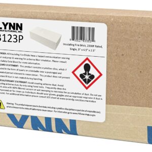 Lynn Manufacturing Insulating Fire Brick, Heat Insulation Block, Low Thermal Conductivity, 2.5" x 4.5" x 9", Single Pack, 2300F-Rated, for Kilns, Forges, Furnaces, Soldering, 3123P