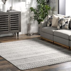 nuloom catherina transitional geometric area rug, 9x12, grey