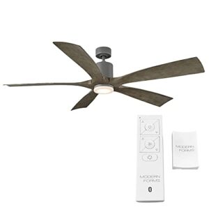 Modern Forms FR-W1811-70-GH/WG Aviator Indoor or Outdoor Smart Home Ceiling Fan with Wall Control, 70in Blade Span, Graphi...