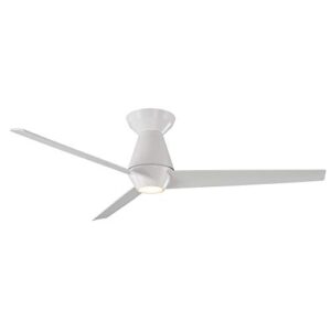 slim smart indoor and outdoor 3-blade flush mount ceiling fan 52in matte white with 3000k led light kit and remote control works with alexa, google assistant, samsung things, and ios or android app