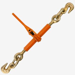vulcan load binder with 2 grab hooks - ratchet style - 2,600 pound safe working load (works with 1/4 or 5/16 inch grade 43 chain)