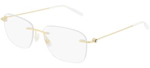 montblanc rimless eyeglasses mb0075o 002 gold/transparent 56mm 0075