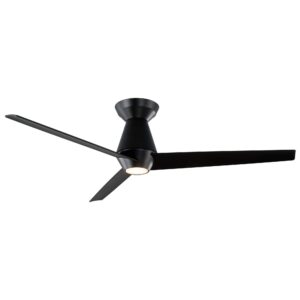 slim smart indoor and outdoor 3-blade flush mount ceiling fan 52in matte black with 2700k led light kit and remote control works with alexa, google assistant, samsung things, and ios or android app