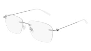 montblanc rimless eyeglasses mb0075o 003 silver/transparent 56mm 0075