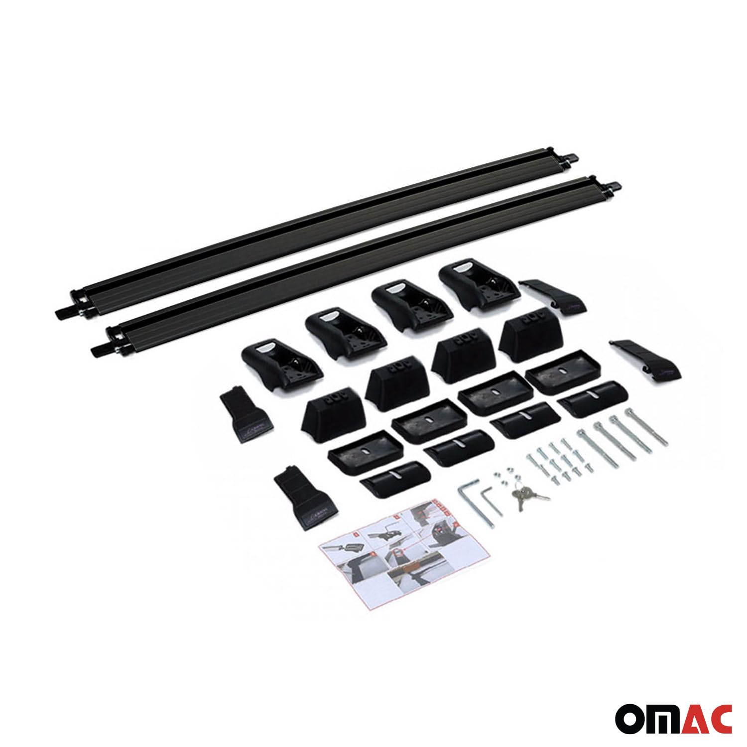 OMAC Roof Rack Cross Bars Carrier Aluminium for Ford Transit Connect 2010-2013 Black 2 Pcs Anti-Theft for Travel Kayak Canoe Surf Ski Snowboard Camping