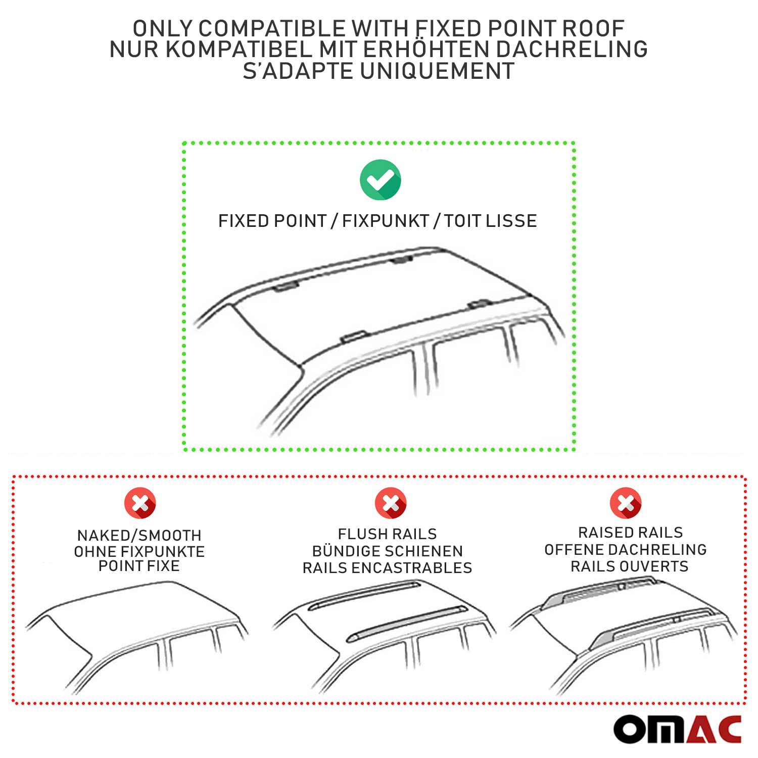 OMAC Roof Rack Cross Bars Carrier Aluminium for Ford Transit Connect 2010-2013 Black 2 Pcs Anti-Theft for Travel Kayak Canoe Surf Ski Snowboard Camping