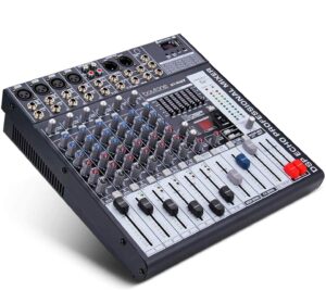 boytone bt-80mx, 8 - channel bluetooth audio mixer - dj sound controller, usb mp3 player, 4 xlr microphone jack, 7 band eq, 16 bit digital multi fx processor, rca in-out jack, 48v phantom power