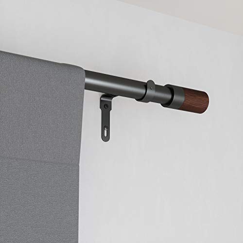 Umbra Blok Modern 1 Curtain Rod, Includes 2 Matching Finials, Brackets & Hardware, 36 to 72-Inch, Gunmetal