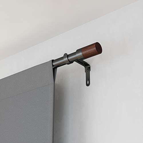 Umbra Blok Modern 1 Curtain Rod, Includes 2 Matching Finials, Brackets & Hardware, 36 to 72-Inch, Gunmetal