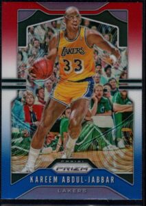 basketball nba 2019-20 panini prizm prizms red white and blue #20 kareem abdul-jabbar lakers