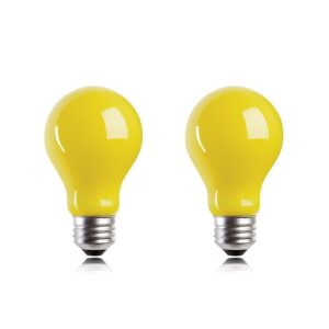 helloify led bug light bulb, vintage edison yellow bulbs, outdoor porch lights, high brightness filament lamp for pendant wall light fixtures in home restaurant hotel, amber, a19 5w, e26, 2 pack