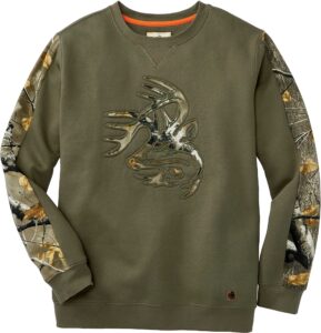 legendary whitetails men's outfitter crew neck fleece sweatshirt, army, medium