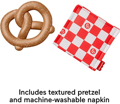 Fisher-Price Pretzel Teether, Pretend food BPA-free Infant Teething Toy with Crinkle for Babies ages 3 months and Older, Multi