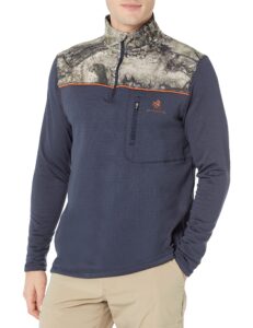 legendary whitetails men's recon 1/4 zip fleece long sleeve shirt, navy/mossy oak coyote, x-large tall