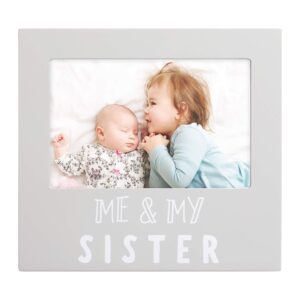 pearhead me & my sister sentiment photo frame, big sister or brother gift, sibilng pictures, gray