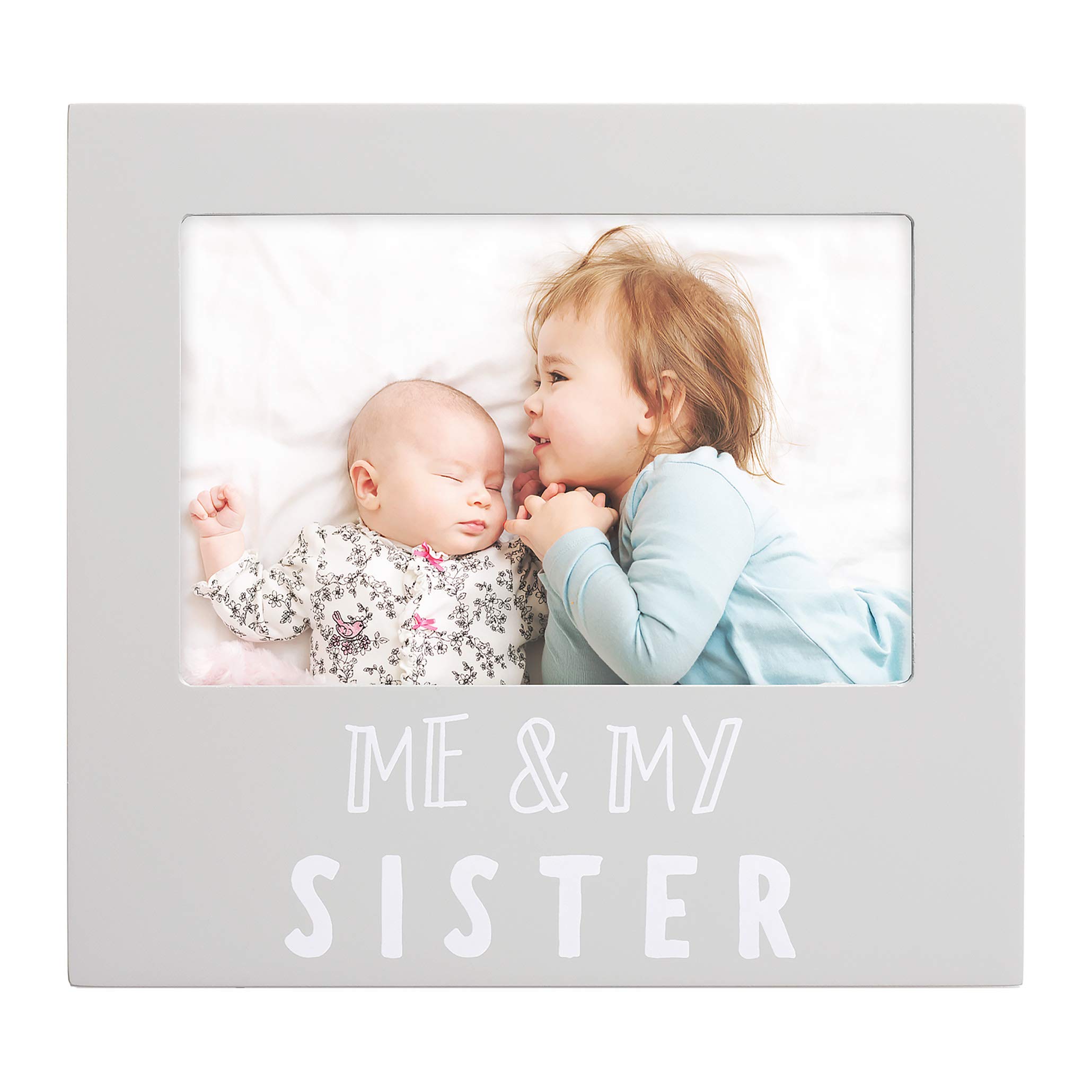 Pearhead Me & My Sister Sentiment Photo Frame, Big Sister or Brother Gift, Sibilng Pictures, Gray