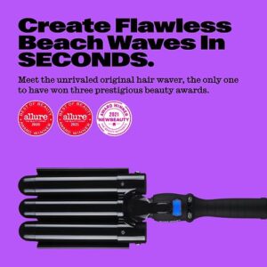 Trademark Beauty Babe Waves Limited Edition - Three Barrel Curling Iron, Hair Waver Tool, Adjustable Temperature, Ceramic Wand, 1.1 Inch, 28mm - Black