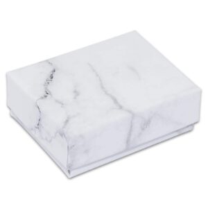 thedisplayguys 100-pack #10 cotton filled cardboard paper jewelry box gift case - marble white (1.9" x 1.3" x 0.7")