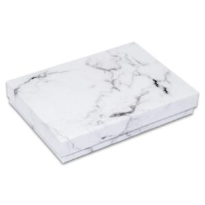 thedisplayguys - 25-pack #53 cotton filled cardboard paper jewelry box gift case - marble white (5.4" x 3.9" x 1.0") - for gifting, shipping or storage