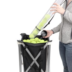 Get Out! Tennis Ball Hopper Tube for 16 Balls - Tennis Ball Pickup Collector Sports Ball Retriever Carrier - 40in, Black